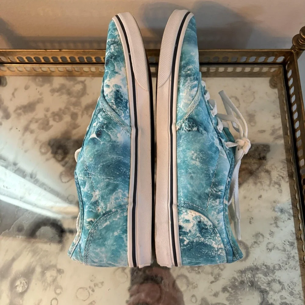 Vans Shoes Womens Size 7 Blue Ocean‎ Marble Print Low Top Canvas Lace Up Skate